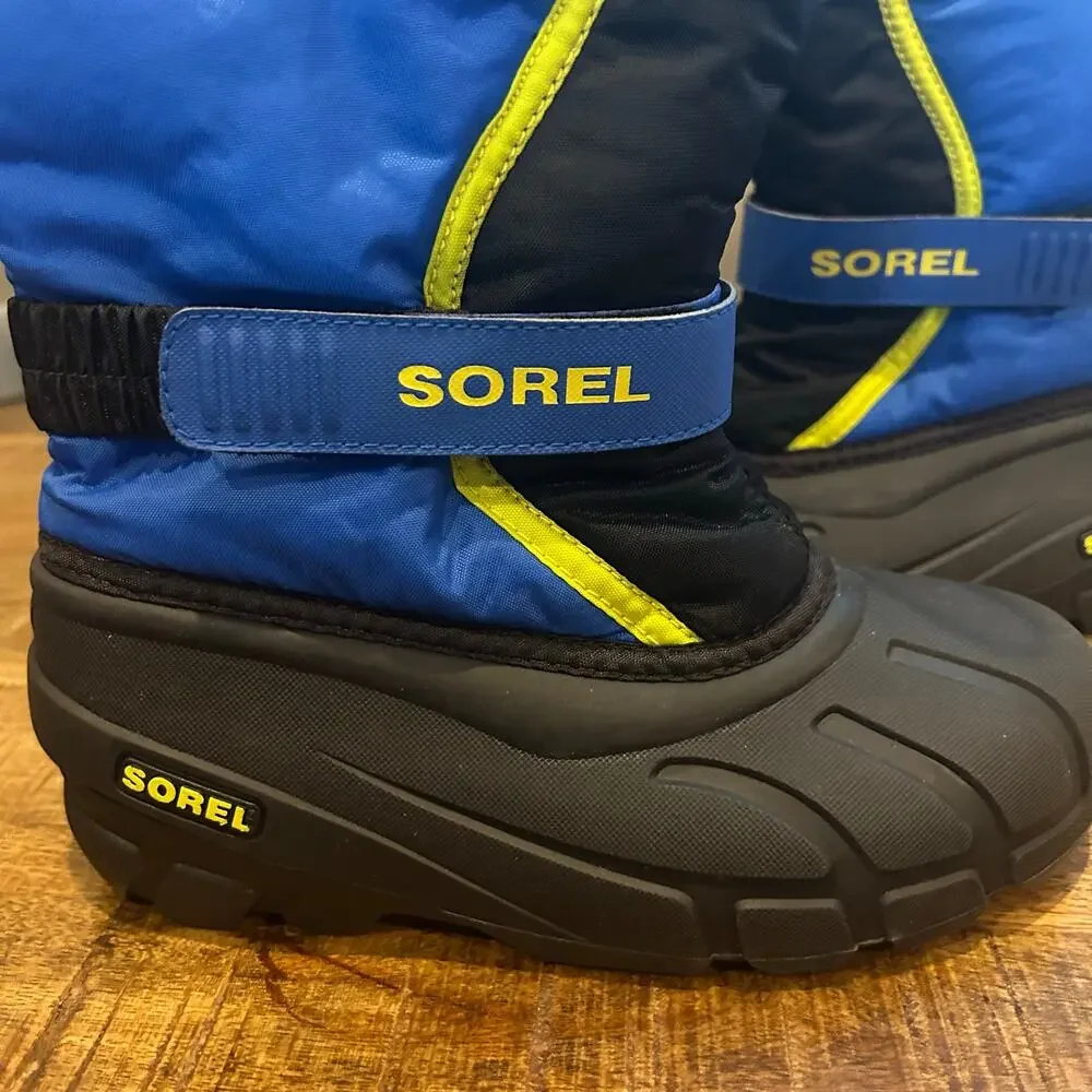 Sorel Youth Flurry Snow Winter Boots Size 3 Waterproof Insulated Blue/Black New